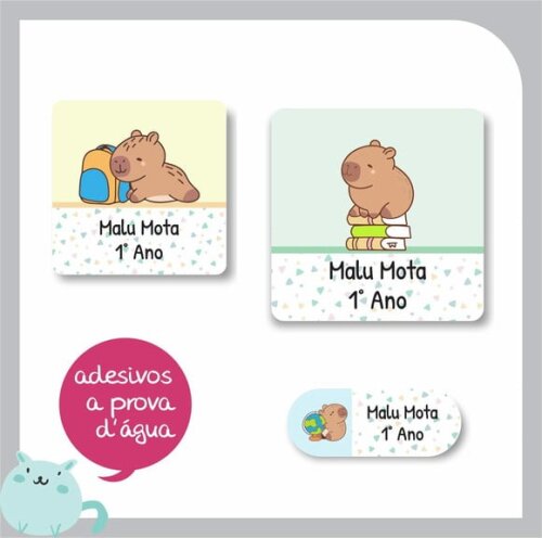 Etiqueta Escolar Capivara Cute - 48 Unid - Prova D'água