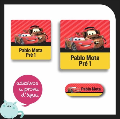 Etiqueta Escolar Carros - 58 Unidades