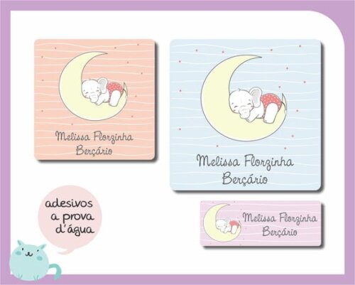 Etiqueta Escolar Elefantinha - 48 Unid - Prova D'água