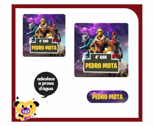 Etiqueta Escolar Fortnite - 60 Unid