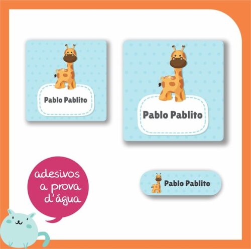 Etiqueta Escolar Girafa Cute - 58 Unidades