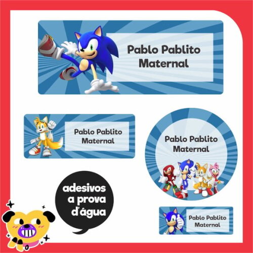 Etiqueta Escolar em Vinil 115un - Sonic