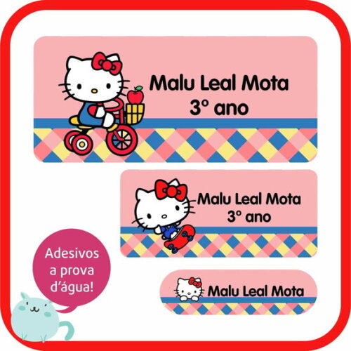 Etiqueta Escolar Hello Kitty - 80 Unidades