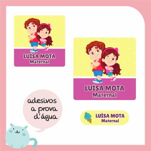 Etiqueta Escolar Maria Clara e Jp - Volta às Aulas