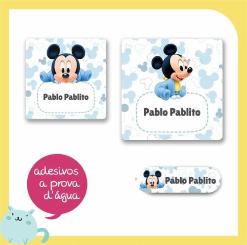 Etiqueta Escolar Mickey Baby - 58 Unidades