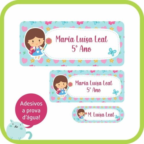 Etiqueta Escolar Menina - 170 Unid - Prova D'água