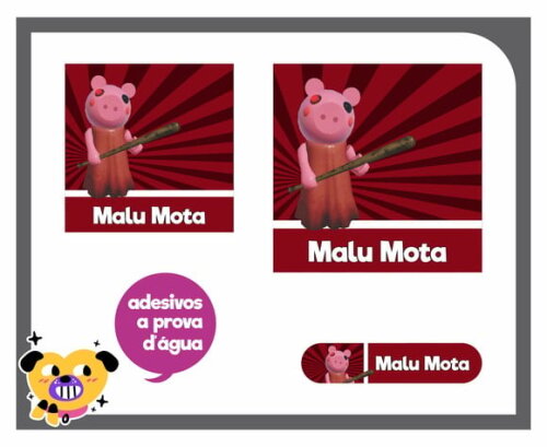 Etiqueta Escolar Roblox Piggy - 60 Unid