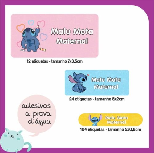Etiqueta Escolar Stitch - 140 Unidades