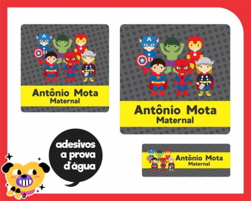 Etiqueta Escolar Vingadores - 48 Unid - Prova D'água