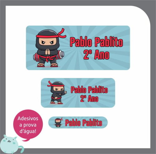 Etiquetas Escolares Ninja - Prova D´água - 86 Unid