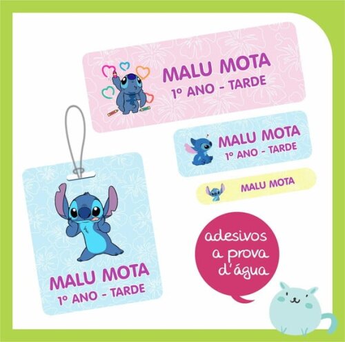 Kit Escolar Stitch - Etiquetas e Tags