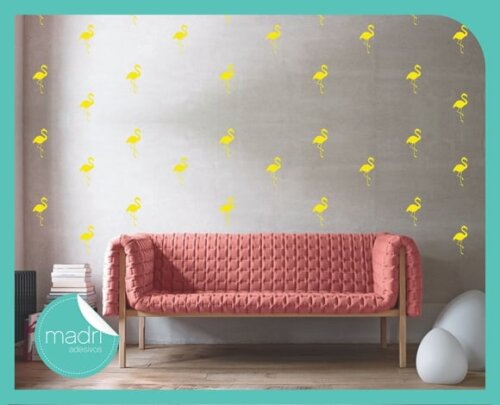 Mini Adesivo Flamingo - Kit 50 Unid