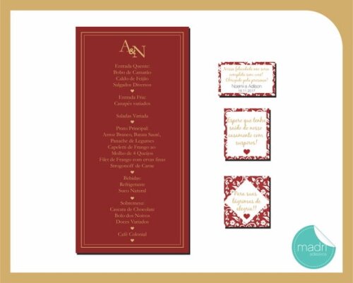 Tags e Menu Casamento - Floral