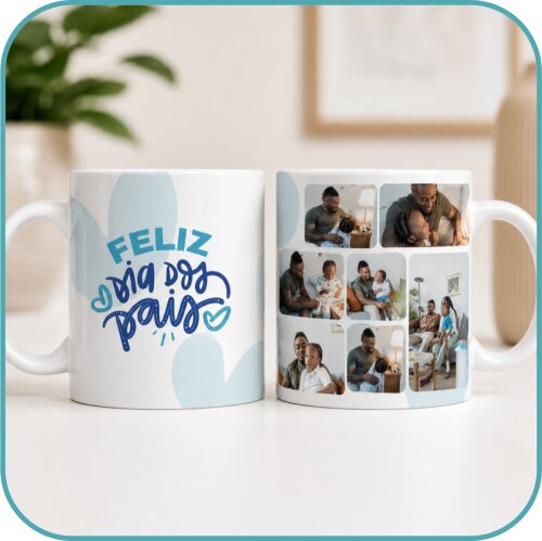 Caneca Personalizada Pai com Fotos e Mensagem - Modelo 3