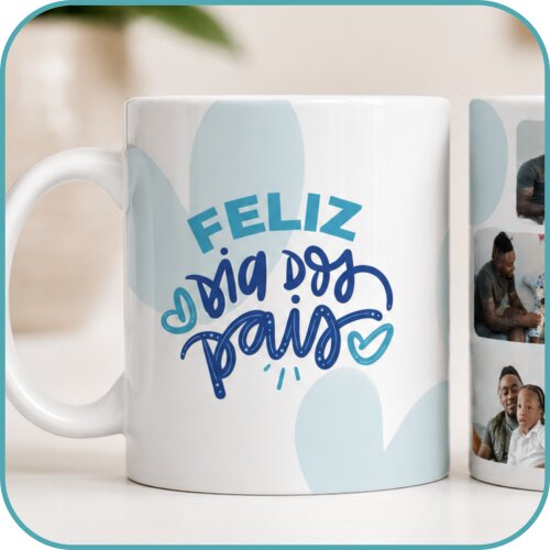Caneca Personalizada Pai com Fotos e Mensagem - Modelo 3