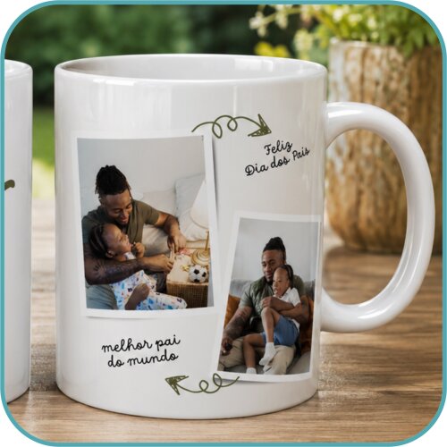 Caneca Personalizada Pai com Fotos e Mensagem - Modelo 4