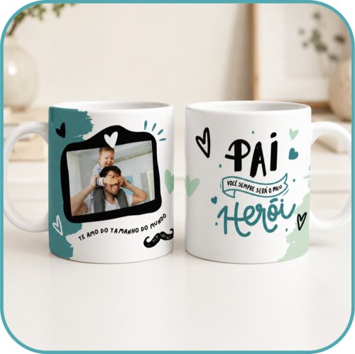 Caneca Personalizada Pai com Fotos e Mensagem - Modelo 5