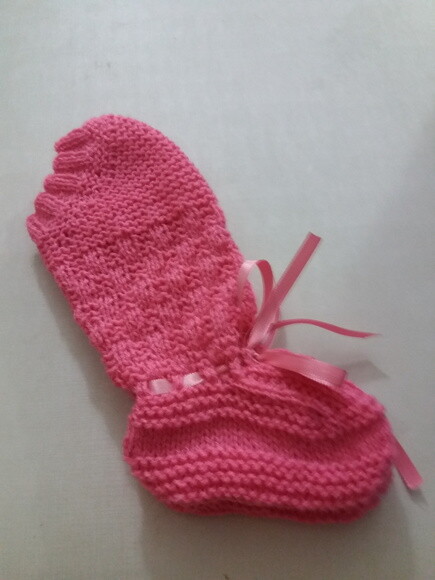 Botinha Rosa em Tricô Cano Alto