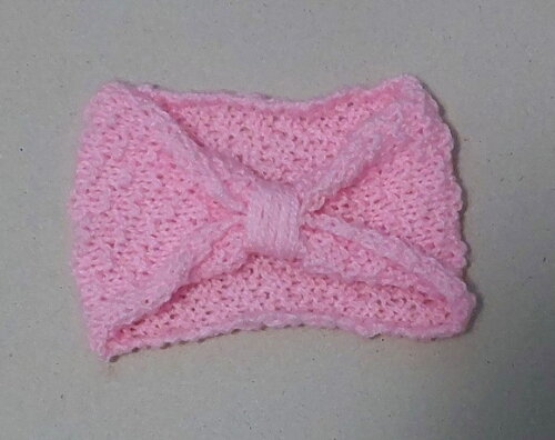 Tiara Rosa em Tricô para Bebê