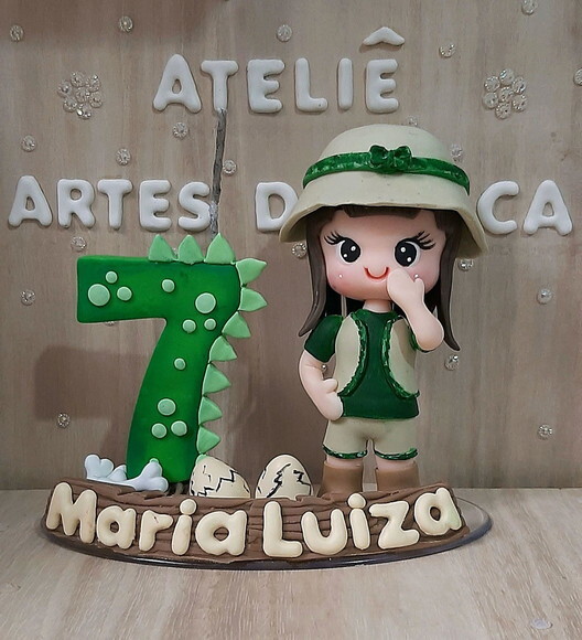 Topo de Bolo Dinossauro para Meninas