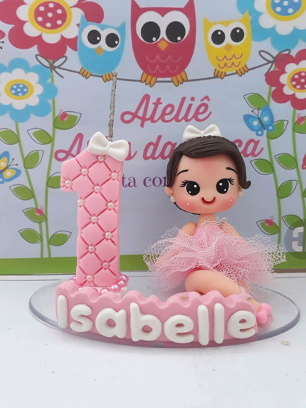 Topo de bolo em biscuit bailarina