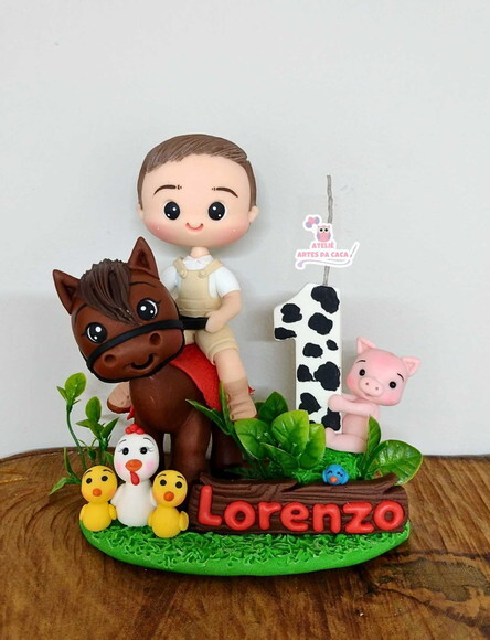 Topo de Bolo Fazendinha Menino