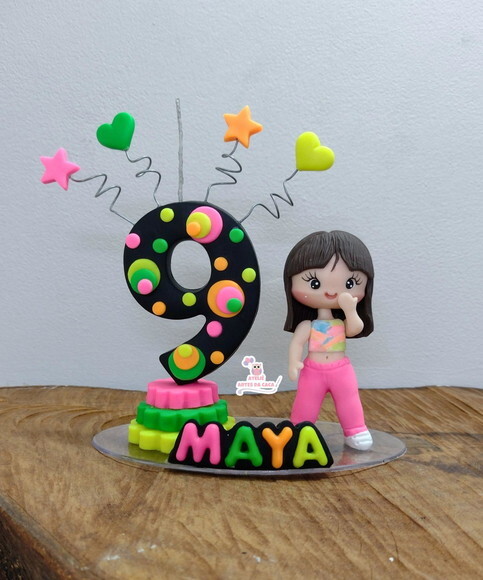Topo de Bolo Personalizada Festa Neon.
