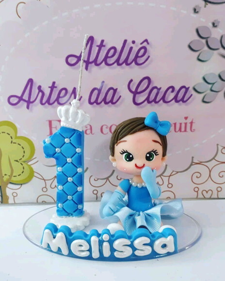 Topo de bolo princesa azul Baby