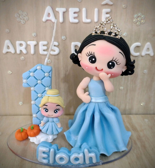 Topo de bolo princesa azul