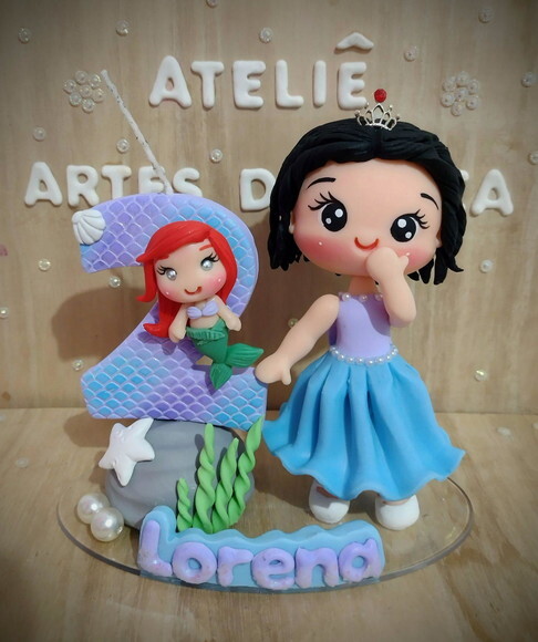 Topo de bolo Sereia com boneca personalizada.