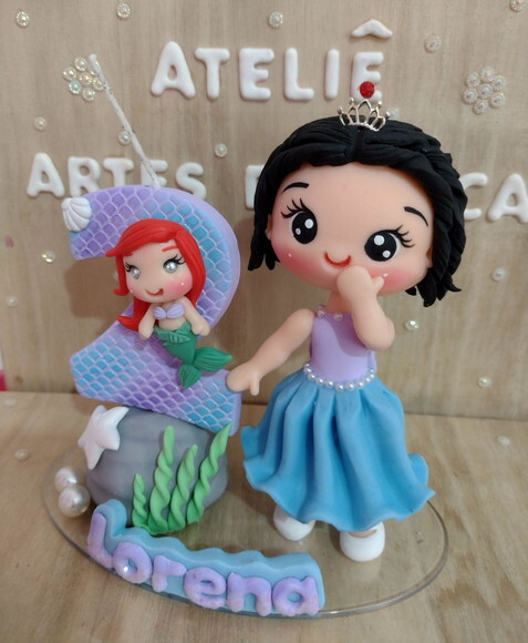 Topo de bolo Sereia com boneca personalizada.