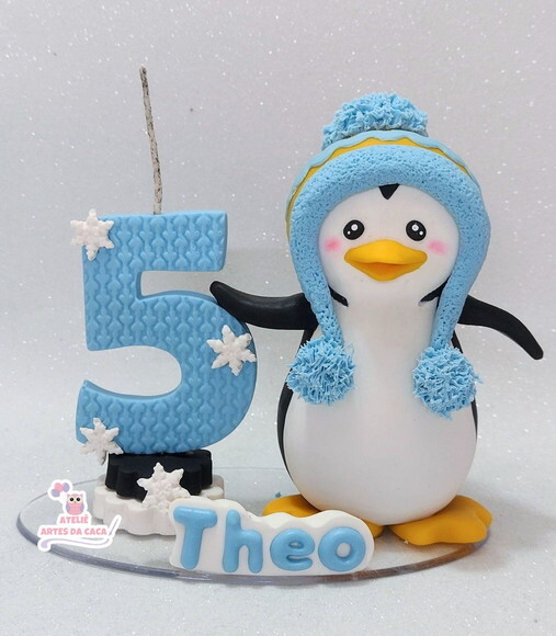 Topo de Bolo Tema Pinguim