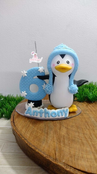 Topo de Bolo Tema Pinguim