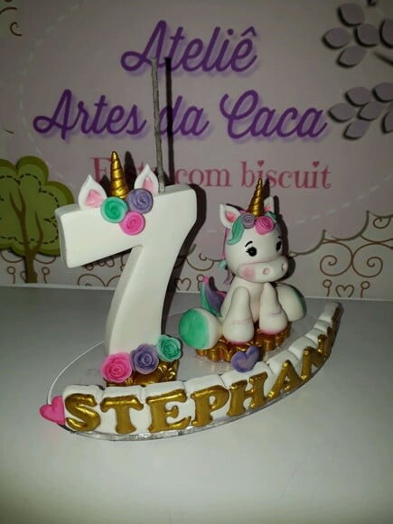 Topo de Bolo Unicornio