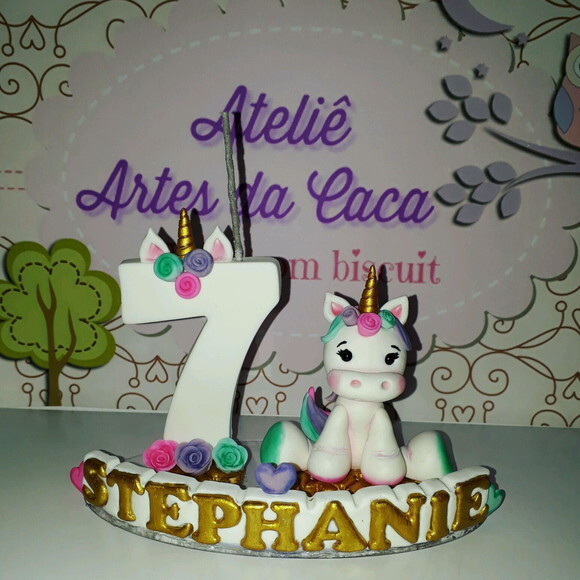 Topo de Bolo Unicornio