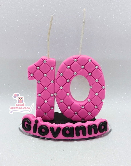 Vela 10 anos Pink com Strass