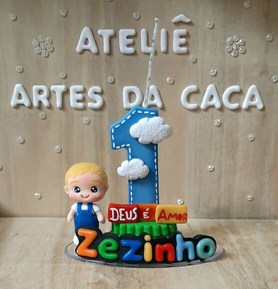 Vela com nome tema 3 palavrinhas