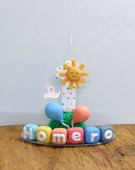 Vela com Nome Tema Sol