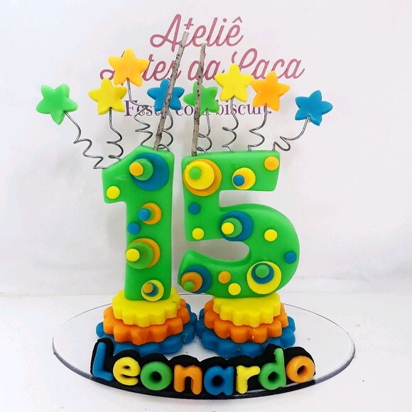 Vela personalizada festa neon.