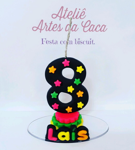 Vela Personalizada Festa Neon.