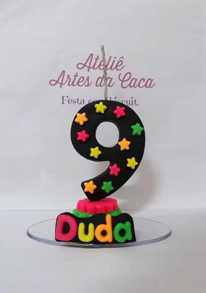 Vela Personalizada Festa Neon.