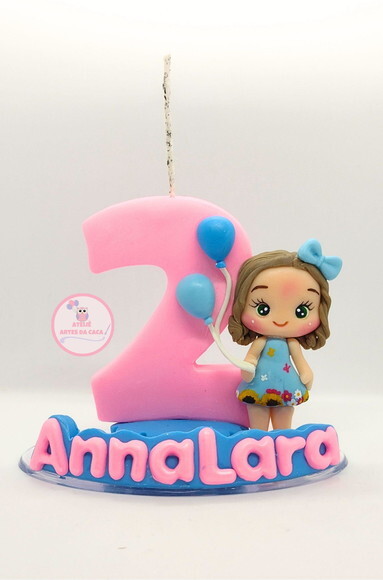 Vela Personalizada Menina e Balões