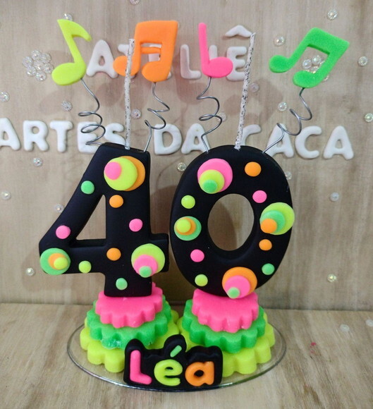 Vela Personalizada Neon Anos 80