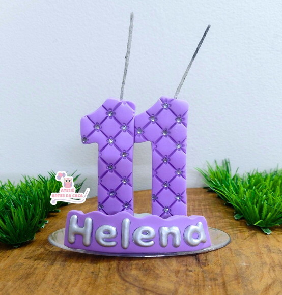 Vela Roxa com Strass
