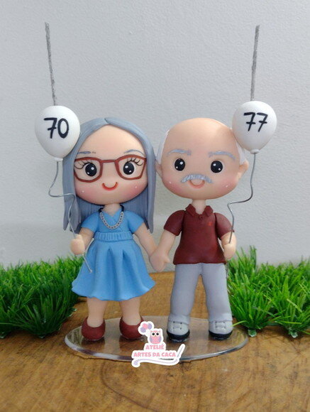Topo de Bolo Casal Adultos com Balão