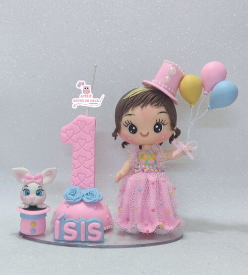 Topo de Bolo Circo Rosa