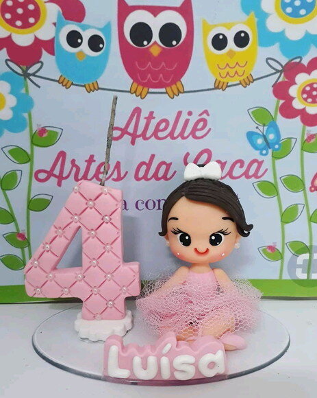 Topo de bolo em biscuit bailarina