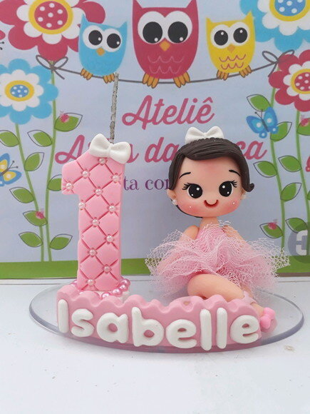 Topo de bolo em biscuit bailarina