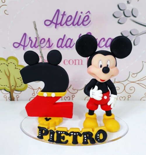 Topo de bolo em biscuit Ratinho