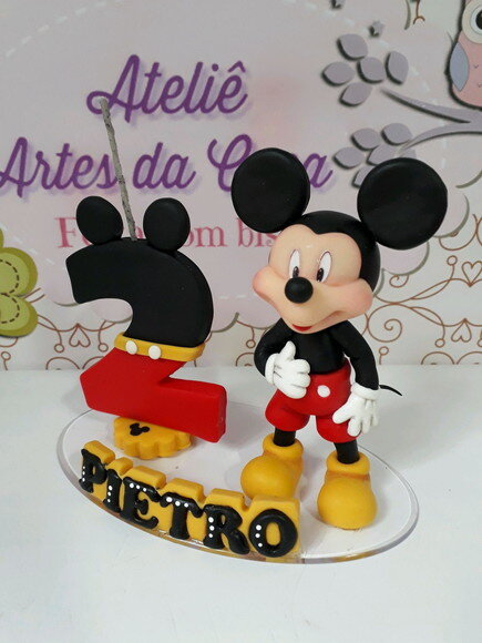 Topo de bolo em biscuit Ratinho